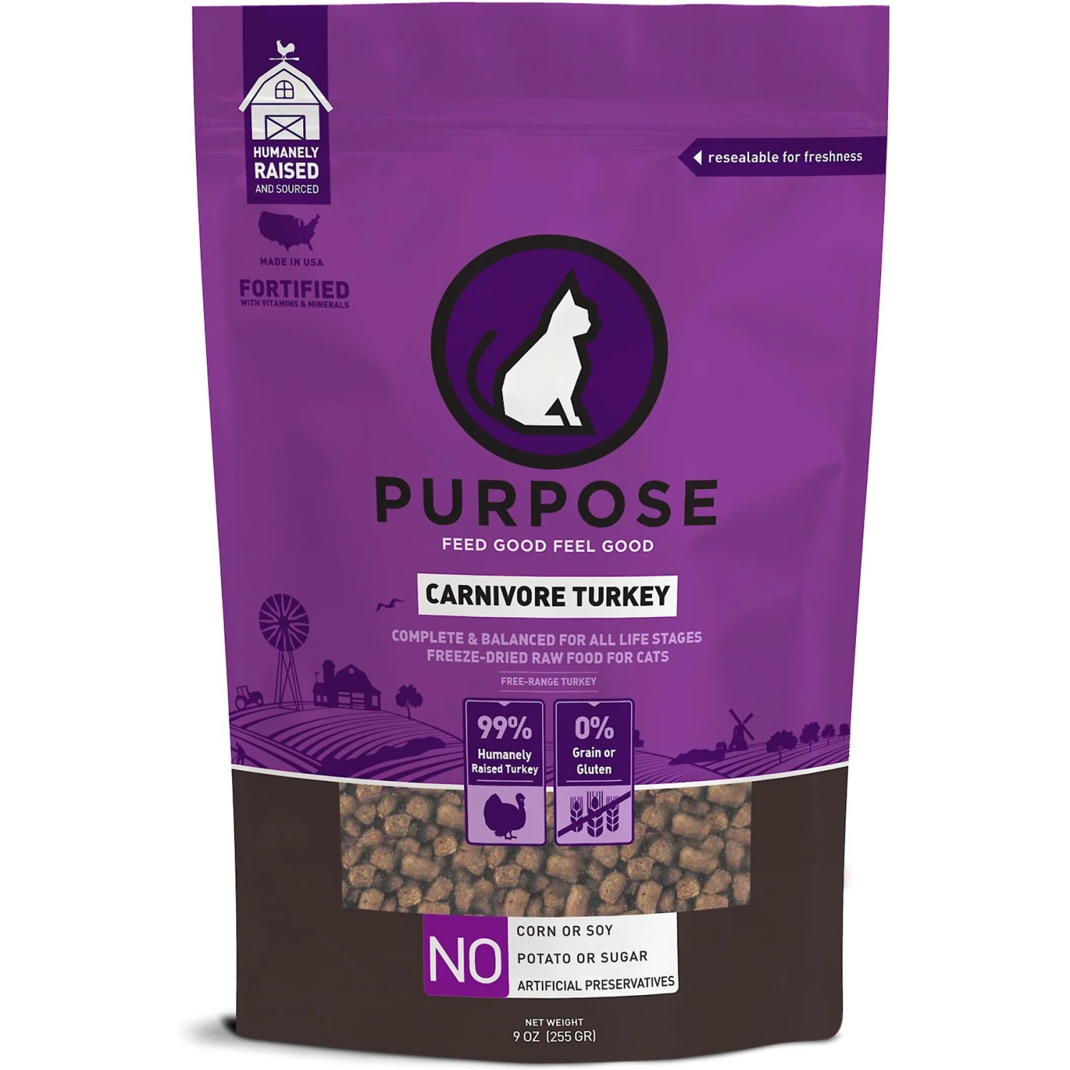 Purpose Carnivore Turkey Freeze-Dried Grain-Free Raw Cat Food 3 Purpose Carnivore Turkey Freeze-Dried Grain-Free Raw Cat Food