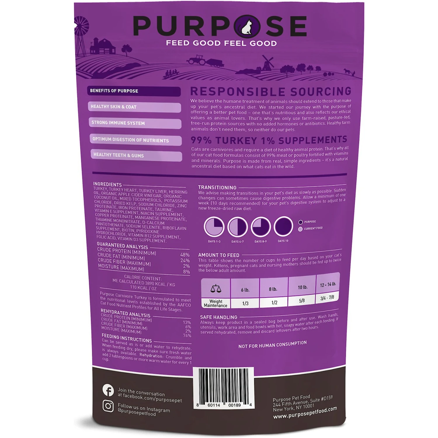 Purpose Carnivore Turkey Freeze-Dried Grain-Free Raw Cat Food 4 Purpose Carnivore Turkey Freeze-Dried Grain-Free Raw Cat Food - Image 2