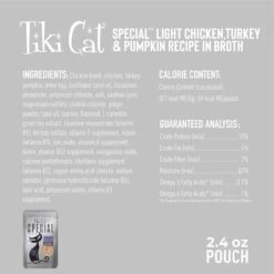 Tiki Cat Special Function Formula Light Chicken, Turkey & Pumpkin Recipe In Broth Wet Cat Food, 2.4-oz, Case Of 12 14 Tiki Cat Special Function Formula Light Chicken, Turkey & Pumpkin Recipe In Broth Wet Cat Food, 2.4-oz, Case Of 12 -PurePet Bites Shop 259102 PT3. AC SS1800 V1703800124