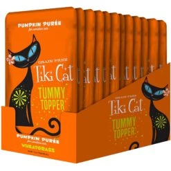 Tiki Cat Tummy Topper Pumpkin Puree Wheatgrass Grain-Free Wet Cat Food Topper, 1.5-oz, Case Of 12 -PurePet Bites Shop 259104 PT1. AC SS1800 V1703800184