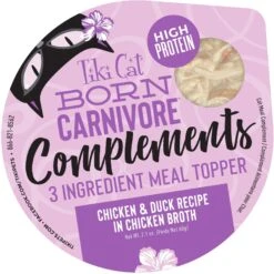 Tiki Cat Born Carnivore Complements Chicken & Duck Recipe In Chicken Broth Wet Cat Food Topper, 2.1-oz, Case Of 8