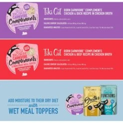 Tiki Cat Born Carnivore Complements Variety Pack Grain-Free Wet Cat Food Topper, 2.1-oz, Case Of 10 -PurePet Bites Shop 259116 PT3. AC SS1800 V1701796014