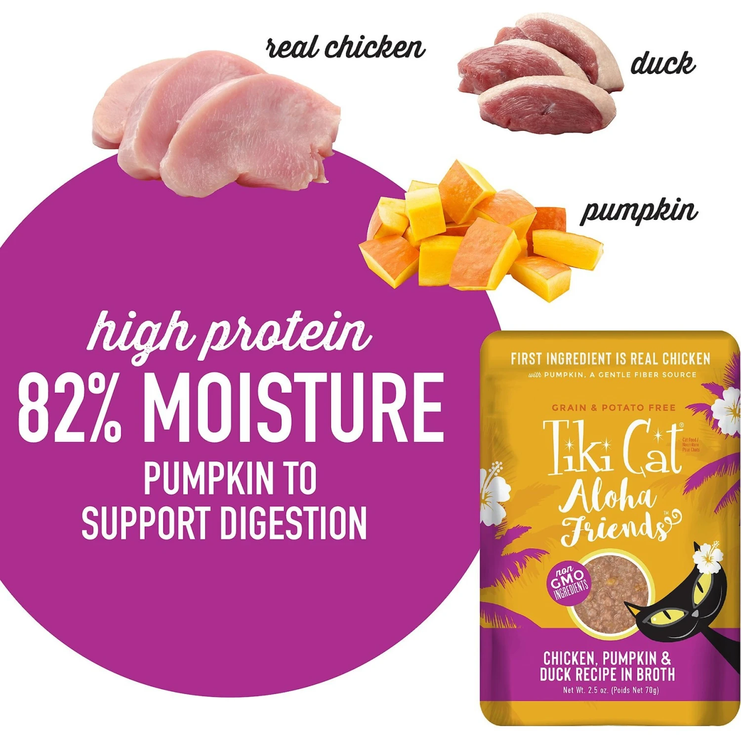 Tiki Cat Aloha Friends Chicken, Pumpkin & Duck Recipe In Broth Grain-Free Wet Cat Food, 2.5-oz, Case Of 12 6 Tiki Cat Aloha Friends Chicken, Pumpkin & Duck Recipe In Broth Grain-Free Wet Cat Food, 2.5-oz, Case Of 12 - Image 4