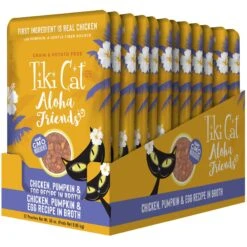 Tiki Cat Aloha Friends Chicken, Pumpkin & Egg Recipe In Broth Grain-Free Wet Cat Food, 2.5-oz, Case Of 12 -PurePet Bites Shop 259144 PT1. AC SS1800 V1657656402