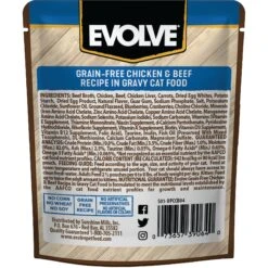 Evolve Chicken & Beef Recipe In Gravy Grain-Free Wet Pouch Cat Food, 3-oz Pouch, Case Of 24 -PurePet Bites Shop 262858 PT1. AC SS1800 V1606863126