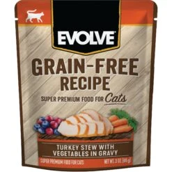 Evolve Turkey Stew With Vegetables In Gravy Grain-Free Wet Pouch Cat Food, 3-oz Pouch, Case Of 24