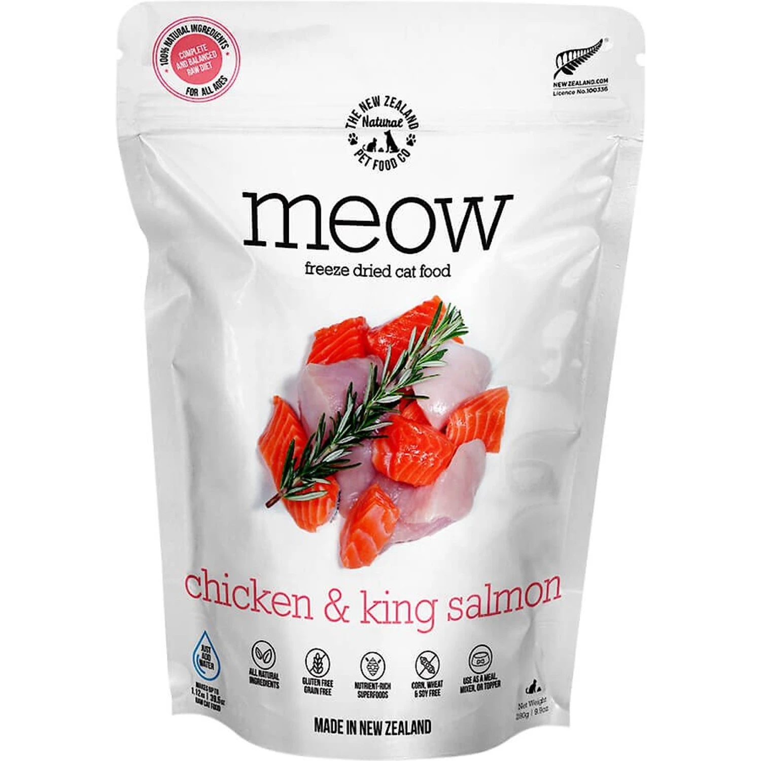 The New Zealand Natural Pet Food Co. Meow Chicken & King Salmon Grain-Free Freeze-Dried Cat Food, 9-oz Bag 3 The New Zealand Natural Pet Food Co. Meow Chicken & King Salmon Grain-Free Freeze-Dried Cat Food, 9-oz Bag