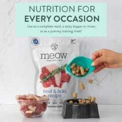 The New Zealand Natural Pet Food Co. Meow Beef & Hoki Grain-Free Freeze-Dried Cat Food, 9-oz Bag -PurePet Bites Shop 263623 PT2. AC SS1800 V1608266235