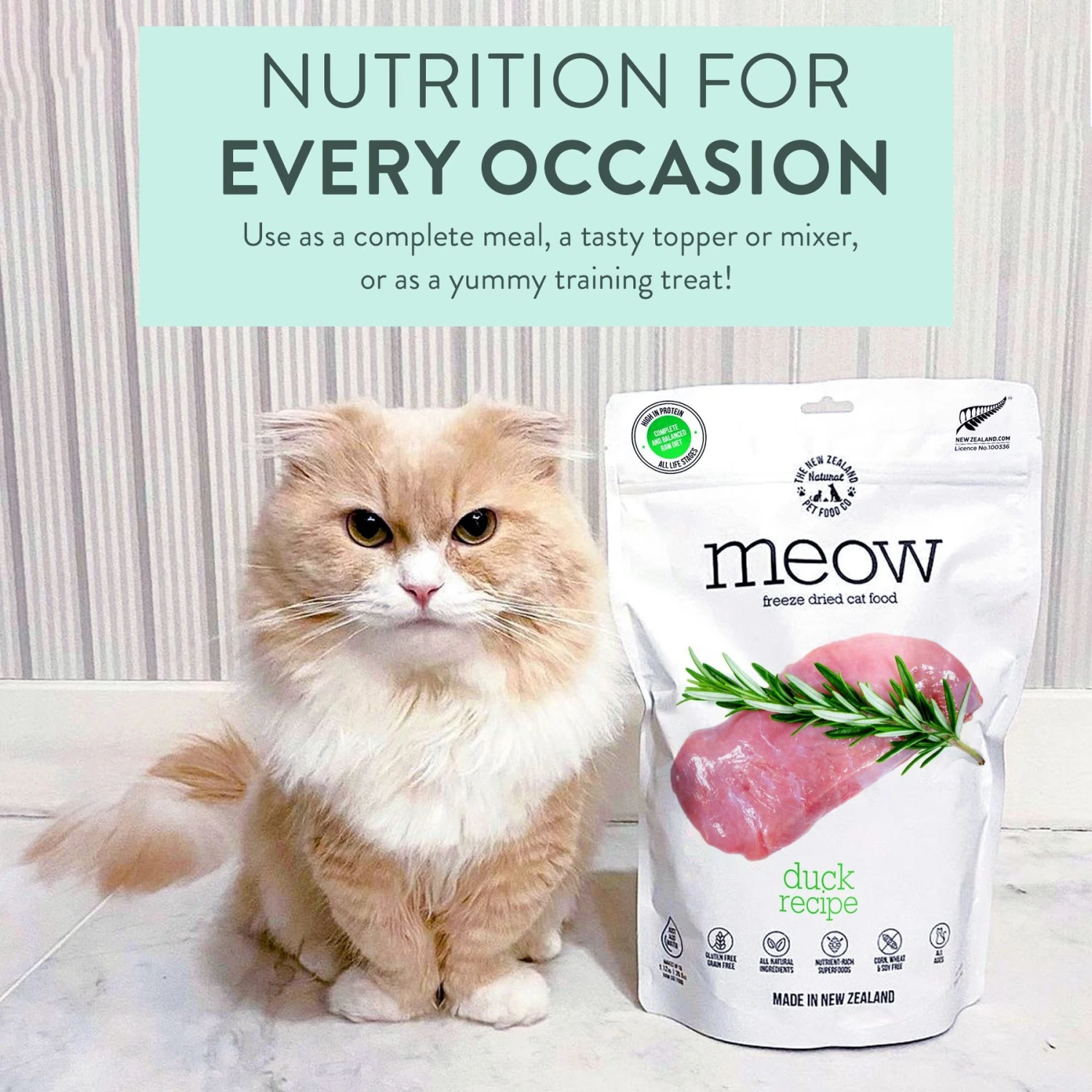 The New Zealand Natural Pet Food Co. Meow Duck Grain-Free Freeze-Dried Cat Food, 9-oz Bag 5 The New Zealand Natural Pet Food Co. Meow Duck Grain-Free Freeze-Dried Cat Food, 9-oz Bag - Image 3