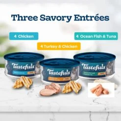Blue Buffalo Tastefuls Chicken, Turkey & Chicken & Ocean Fish & Tuna Entrées Variety Pack Pate Wet Cat Food, 5.5-oz Can, Case Of 12 10 Blue Buffalo Tastefuls Chicken, Turkey & Chicken & Ocean Fish & Tuna Entrées Variety Pack Pate Wet Cat Food, 5.5-oz Can, Case Of 12 -PurePet Bites Shop 264517 PT3. AC SS1800 V1608350541