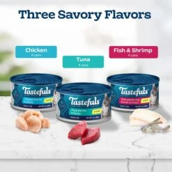 Blue Buffalo Tastefuls Tuna, Chicken, Fish & Shrimp Entrées Variety Pack Flaked Wet Cat Food -PurePet Bites Shop 264519 PT3. AC SS1800 V1689356966