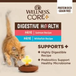 Wellness CORE Digestive Health Salmon & Whitefish Pate Grain-Free Variety Pack Wet Cat Food, 3-oz, Case Of 12 -PurePet Bites Shop 264906 PT2. AC SS1800 V1608690164
