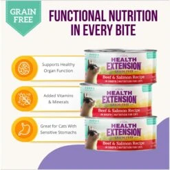 Health Extension Beef & Salmon Grain-Free Wet Cat Food, 2.8-oz Can, Case Of 24 -PurePet Bites Shop 265821 PT4. AC SS1800 V1693245447