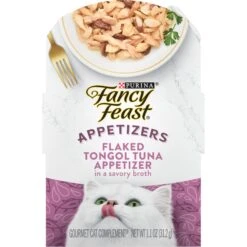 Fancy Feast Appetizers Grain-Free Flaked Tongol Tuna Appetizer In Savory Broth Wet Cat Food, 1.1-oz Tray, Case Of 10