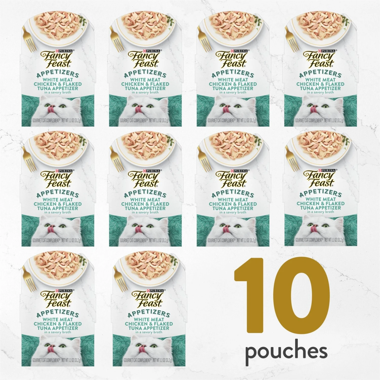 Fancy Feast Appetizers Grain-Free White Meat Chicken & Flaked Tuna Appetizer In Savory Broth Wet Cat Food, 1.1-oz Tray, Case Of 10 4 Fancy Feast Appetizers Grain-Free White Meat Chicken & Flaked Tuna Appetizer In Savory Broth Wet Cat Food, 1.1-oz Tray, Case Of 10 - Image 2