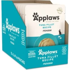 Applaws Mousse Tuna Grain-Free Wet Cat Food, 2.47-oz Can, Case Of 24