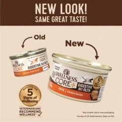 Wellness CORE Digestive Health Chicken Pate Recipe Grain-Free Wet Cat Food, 3-oz, Case Of 12 & Wellness CORE Digestive Health Wholesome Grains Chicken & Rice Recipe Dry Cat Food -PurePet Bites Shop 290202 PT2. AC SS1800 V1620092250