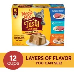 Meow Mix Tasty Layers Variety Pack Swirled Paté Cat Food, 2.75-oz Can, Case Of 12 -PurePet Bites Shop 292092 PT1. AC SS1800 V1670940412