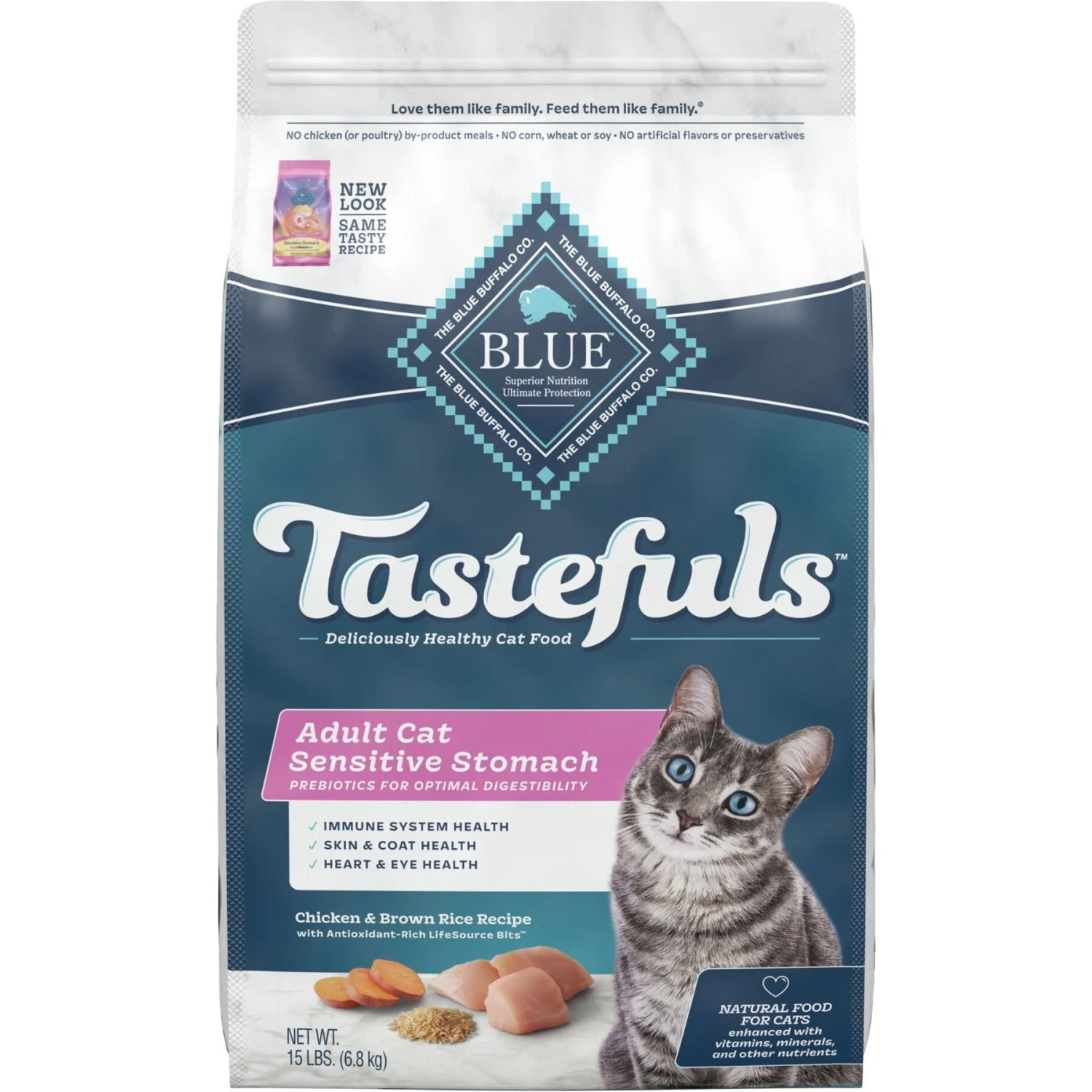 Blue Buffalo Tastefuls Sensitive Stomach Natural Chicken Adult Dry Cat Food & Blue Buffalo Bursts With Savory Seafood Cat Treats 8 Blue Buffalo Tastefuls Sensitive Stomach Natural Chicken Adult Dry Cat Food & Blue Buffalo Bursts With Savory Seafood Cat Treats - Image 6