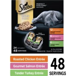 Sheba Perfect Portions Grain-Free Roasted Chicken, Gourmet Salmon & Tender Turkey Cuts In Gravy Variety Pack Adult Wet Cat Food Trays & Greenies Feline SmartBites Healthy Indoor Natural Chicken Flavor Soft & Crunchy Adult Cat Treats -PurePet Bites Shop 293844 PT2. AC SS1800 V1657656667