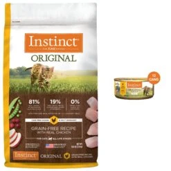 Instinct Original Grain-Free Recipe With Real Chicken Freeze-Dried Raw Coated Dry Cat Food & Instinct Original Grain-Free Pate Real Chicken Recipe Wet Canned Cat Food