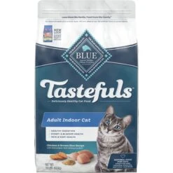 Blue Buffalo Tastefuls Chicken Indoor Natural Adult Dry Cat Food & Blue Buffalo Bursts With Paw-Licken Chicken Cat Treats -PurePet Bites Shop 294268 PT5. AC SS1800 V1663714280