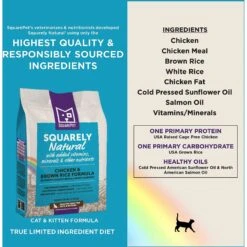 SquarePet Squarely Natural Chicken & Brown Rice Dry Cat Food -PurePet Bites Shop 297019 PT4. AC SS1800 V1620879768
