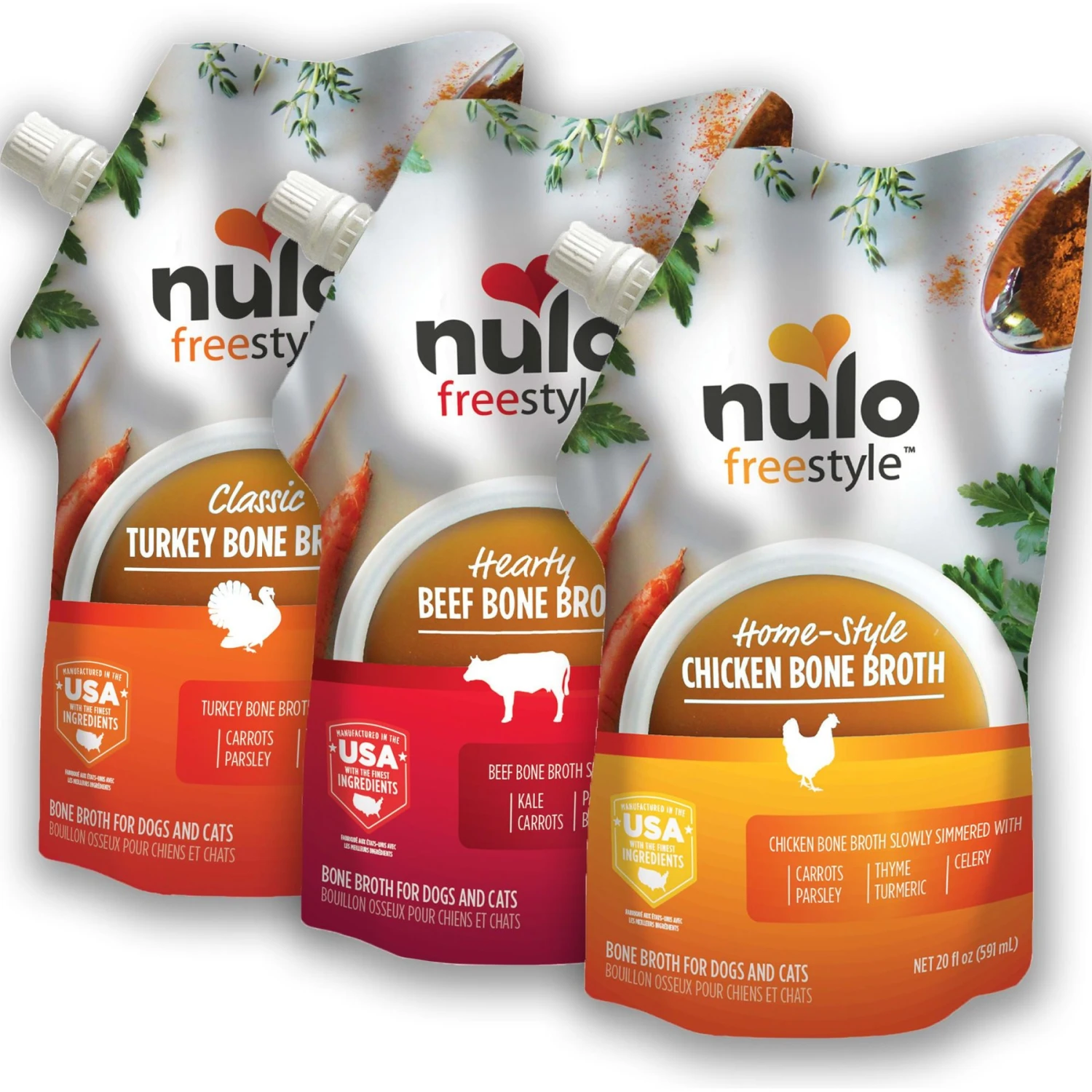 Nulo FreeStyle Grain-Free Bone Broth Variety Pack Dog & Cat Topper, 20-oz Pouch, Case Of 3 3 Nulo FreeStyle Grain-Free Bone Broth Variety Pack Dog & Cat Topper, 20-oz Pouch, Case Of 3