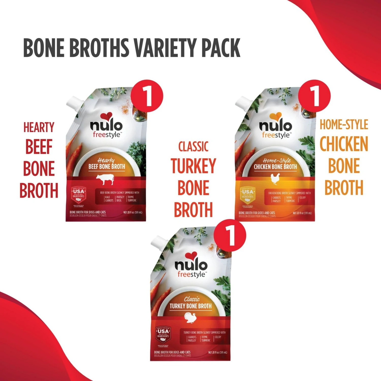 Nulo FreeStyle Grain-Free Bone Broth Variety Pack Dog & Cat Topper, 20-oz Pouch, Case Of 3 4 Nulo FreeStyle Grain-Free Bone Broth Variety Pack Dog & Cat Topper, 20-oz Pouch, Case Of 3 - Image 2
