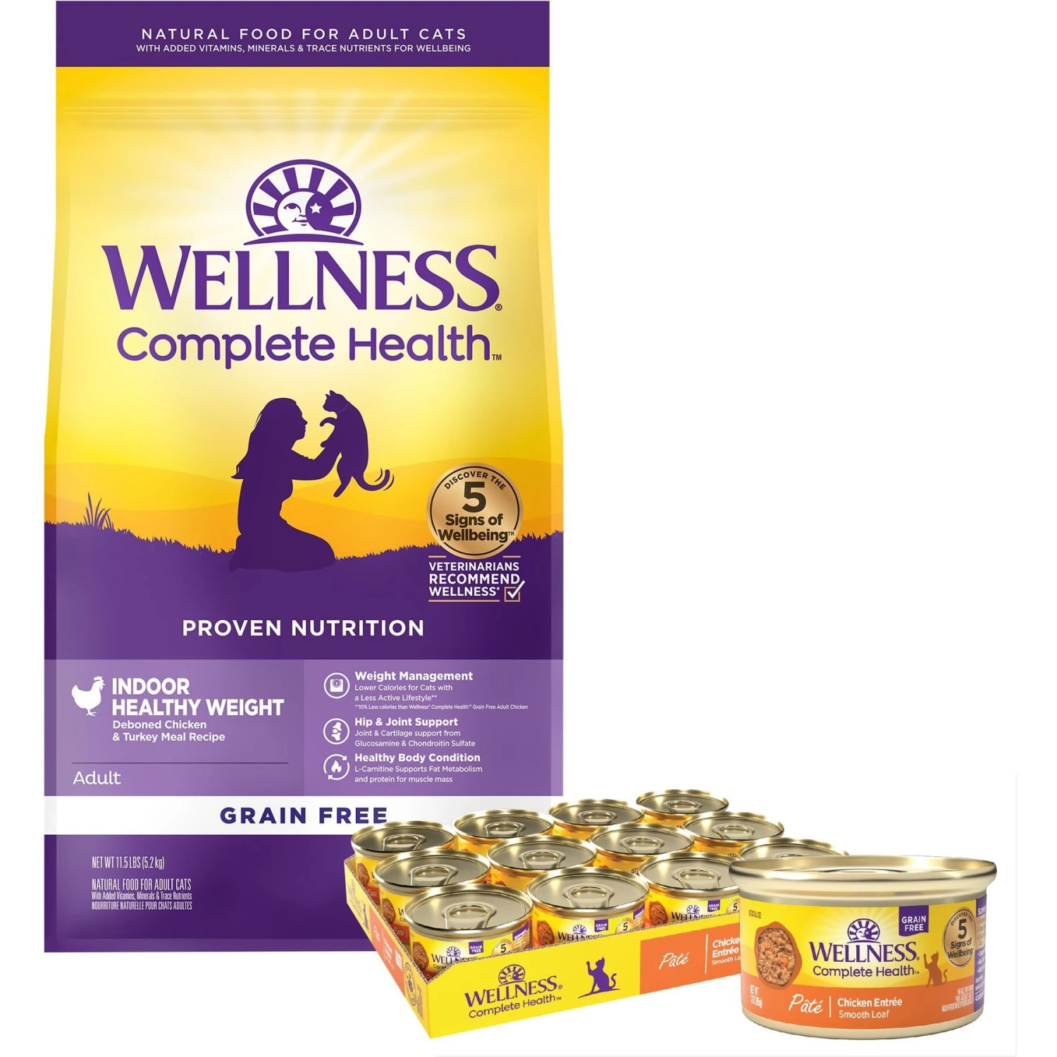 Wellness Complete Health Pate Chicken Entree Grain-Free Natural Canned Cat Food & Wellness Complete Health Grain-Free Indoor Healthy Weight Chicken Recipe Natural Dry Cat Food 3 Wellness Complete Health Pate Chicken Entree Grain-Free Natural Canned Cat Food & Wellness Complete Health Grain-Free Indoor Healthy Weight Chicken Recipe Natural Dry Cat Food