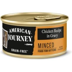 American Journey Kitten Chicken Recipe Grain-Free Dry Cat Food, 5-lb Bag & American Journey Kitten Minced Chicken Recipe in Gravy Grain-Free Canned Cat Food, 3-oz, Case Of 24 -PurePet Bites Shop 297740 PT1. AC SS1800 V1694611317