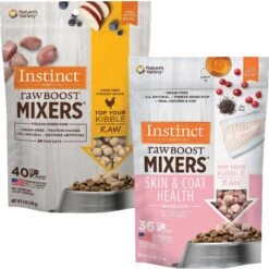 Instinct Raw Boost Mixers Chicken Recipe Grain-Free Freeze-Dried Cat Food Topper & Instinct Freeze-Dried Raw Boost Mixers Grain-Free Skin & Coat Health Recipe Cat Food Topper