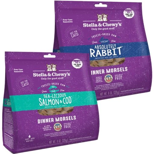 Stella & Chewy's Absolutely Rabbit Dinner Morsels Freeze-Dried Raw Cat Food & Stella & Chewy's Sea-licious Salmon & Cod Dinner Morsels Freeze-Dried Raw Cat Food 2 Stella & Chewy's Absolutely Rabbit Dinner Morsels Freeze-Dried Raw Cat Food & Stella & Chewy's Sea-licious Salmon & Cod Dinner Morsels Freeze-Dried Raw Cat Food -PurePet Bites Shop 298520 MAIN. AC SS1800 V1621304234