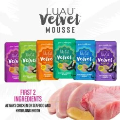 Tiki Cat Luau Velvet Mousse Variety Pack Grain-Free Wet Cat Food, 2.8-oz Pouch, Case Of 12 & Tiki Cat Stix Chicken & Shrimp In Creamy Gravy Grain-Free Wet Cat Treat -PurePet Bites Shop 298550 PT4. AC SS1800 V1702939309