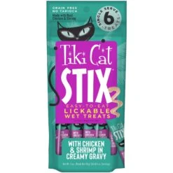 Tiki Cat Luau Velvet Mousse Variety Pack Grain-Free Wet Cat Food, 2.8-oz Pouch, Case Of 12 & Tiki Cat Stix Chicken & Shrimp In Creamy Gravy Grain-Free Wet Cat Treat -PurePet Bites Shop 298550 PT5. AC SS1800 V1702939309