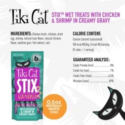 Tiki Cat Luau Velvet Mousse Variety Pack Grain-Free Wet Cat Food, 2.8-oz Pouch, Case Of 12 & Tiki Cat Stix Chicken & Shrimp In Creamy Gravy Grain-Free Wet Cat Treat -PurePet Bites Shop 298550 PT7. AC SS1800 V1702939303