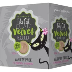 Tiki Cat Luau Velvet Mousse Variety Pack Grain-Free Wet Cat Food, 2.8-oz Pouch, Case Of 12 & Tiki Cat Broths Variety Pack Grain-free Wet Cat Food Topper, 1.3-oz Pouch, Case Of 12 -PurePet Bites Shop 298554 PT5. AC SS1800 V1703016357