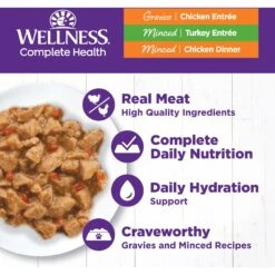Wellness Chicken & Turkey Lovers Canned Cat Food, 3-oz, Case Of 24 & Wellness CORE Signature Selects Shredded Boneless Chicken & Chicken Liver Entree In Sauce Grain-Free Natural Canned Cat Food -PurePet Bites Shop 298656 PT7. AC SS1800 V1621984972