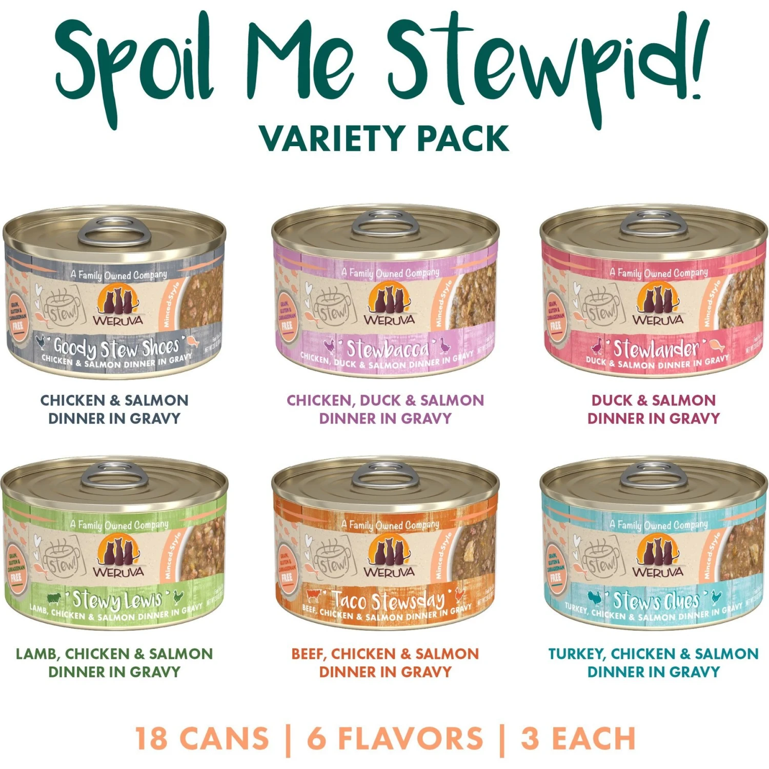 Weruva Classic Stews, Spoil Me Stewpid! Variety Pack Wet Cat Food 4 Weruva Classic Stews, Spoil Me Stewpid! Variety Pack Wet Cat Food - Image 2