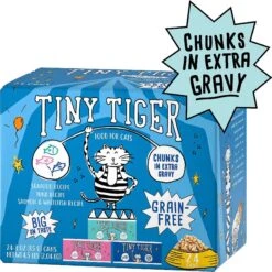 Tiny Tiger, Meaty Tenders Cat Treats, Salmon Recipe & Tiny Tiger Chunks In EXTRA Gravy Seafood Recipes Variety Pack Grain-Free Canned Cat Food -PurePet Bites Shop 347704 PT5. AC SS1800 V1639542399