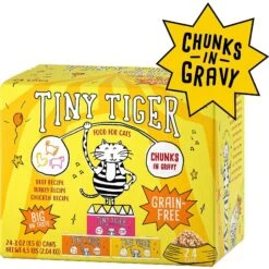 Tiny Tiger, Natural Indoor Recipe Chicken Flavor Dry Cat Food & Tiny Tiger Chunks In Gravy Beef & Poultry Recipes Variety Pack Grain-Free Canned Cat Food -PurePet Bites Shop 347720 PT5. AC SS1800 V1639534900
