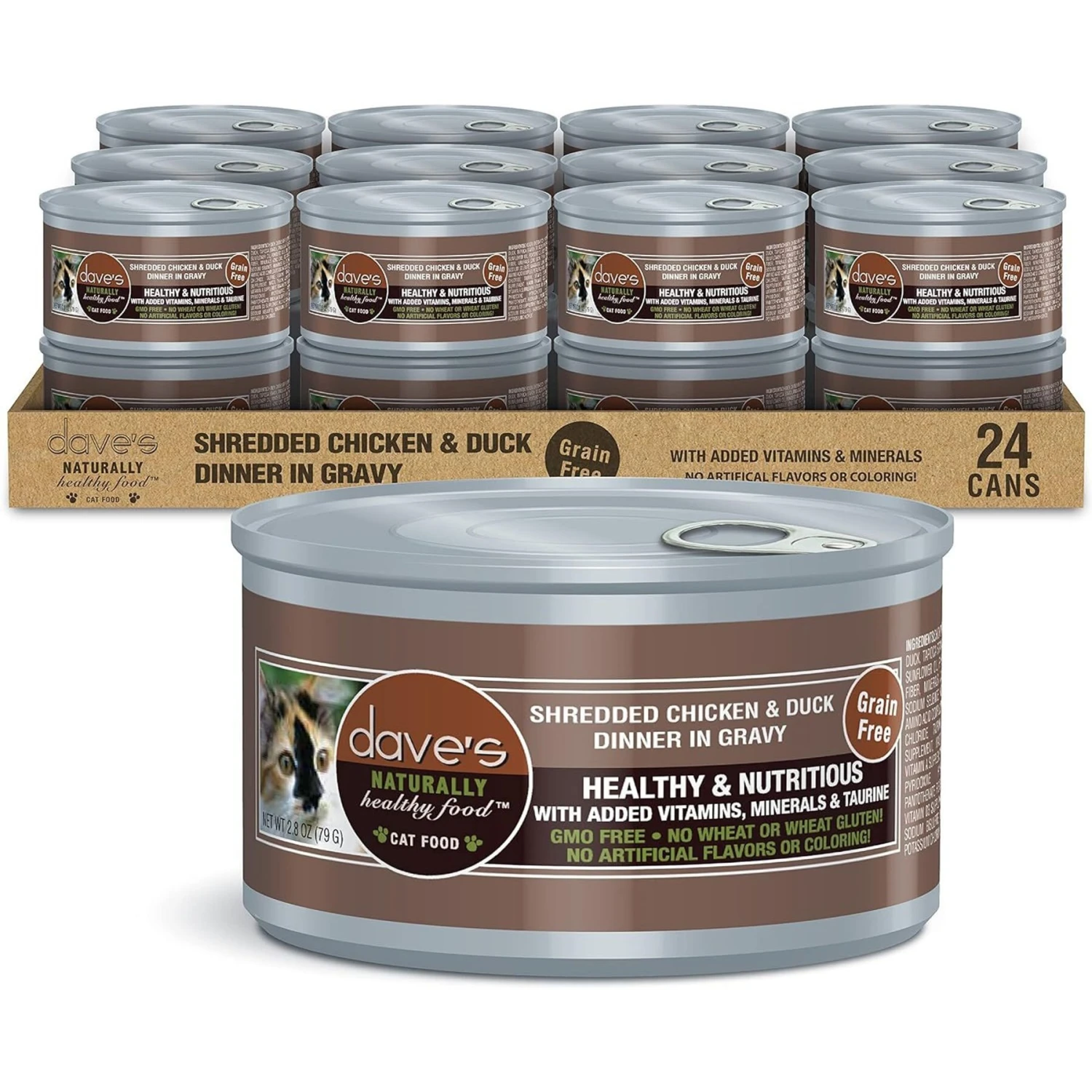 Dave's Pet Food Shredded Chicken & Duck Dinner In Gravy Recipe Wet Cat Food, 2.8-oz Can, Case Of 24 3 Dave's Pet Food Shredded Chicken & Duck Dinner In Gravy Recipe Wet Cat Food, 2.8-oz Can, Case Of 24