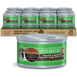 Dave's Pet Food Shredded Chicken & Ocean Whitefish Dinner In Gravy Recipe Wet Cat Food, 2.8-oz Can, Case Of 24