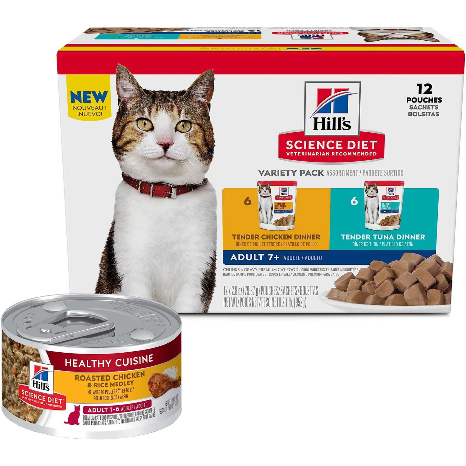 Hill's Science Diet Adult Healthy Cuisine Roasted Chicken & Rice Medley Canned Cat Food & Hill's Science Diet Adult 7+ Tender Dinner Variety Pack Cat Food, 2.8-oz Pouch, Case Of 12 3 Hill's Science Diet Adult Healthy Cuisine Roasted Chicken & Rice Medley Canned Cat Food & Hill's Science Diet Adult 7+ Tender Dinner Variety Pack Cat Food, 2.8-oz Pouch, Case Of 12