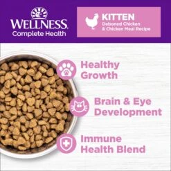 Wellness Complete Health Natural Grain-Free Deboned Chicken & Chicken Meal Dry Kitten Food & Wellness Complete Health Kitten Variety Pack Grain-Free Canned Cat Food, 3-oz, Case Of 12 -PurePet Bites Shop 353443 PT3. AC SS1800 V1639522610