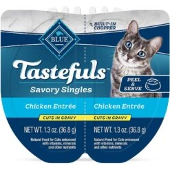 Blue Buffalo Tastefuls Savory Singles Chicken Entrée Cuts In Gravy Adult Cat Food, 2.6-oz Cup, Case Of 24 -PurePet Bites Shop 354421 PT2. AC SS1800 V1642014752
