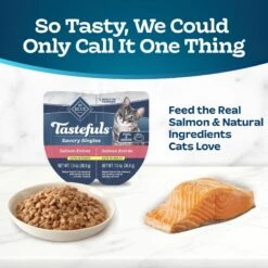 Blue Buffalo Tastefuls Savory Singles Salmon Entrée Cuts In Gravy Adult Cat Food, 2.6-oz Cup, Case Of 24 -PurePet Bites Shop 354423 PT2. AC SS1800 V1642014745