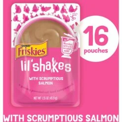 Friskies Pureed Topper Lil Shakes With Scrumptious Salmon Cat Food -PurePet Bites Shop 356286 PT1. AC SS1800 V1640287904