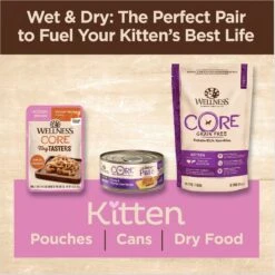 Wellness CORE Tiny Tasters Kitten Chicken Grain-Free Minced Wet Cat Food, 1.75-oz Pouch, Case Of 12 -PurePet Bites Shop 363913 PT4. AC SS1800 V1695832229