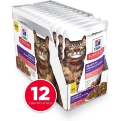 Hill's Science Diet Adult Sensitive Stomach & Skin Salmon & Tuna Wet Cat Food -PurePet Bites Shop 364091 PT1. AC SS1800 V1643907086